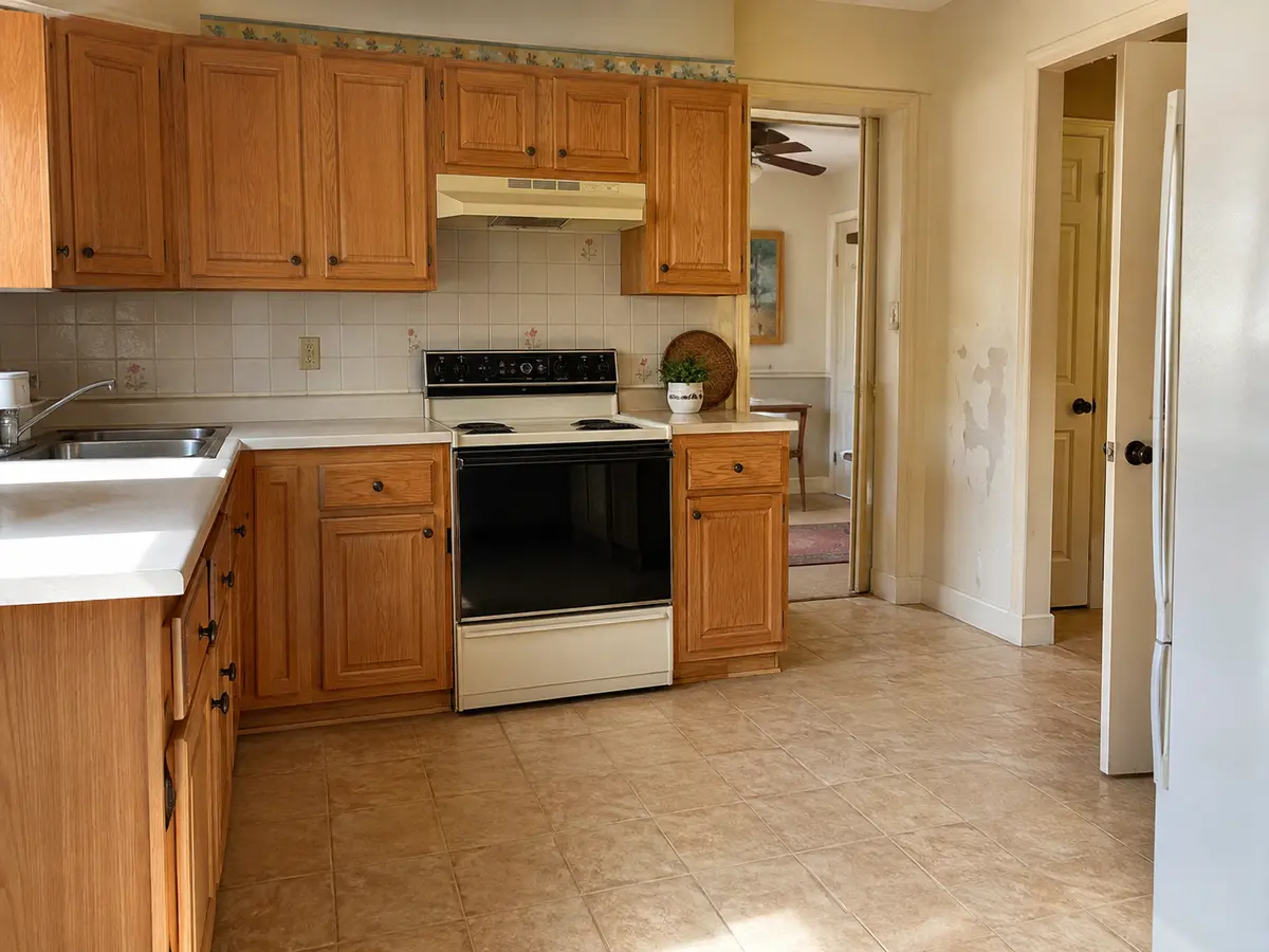 Dated kitchen inside an older Florida home